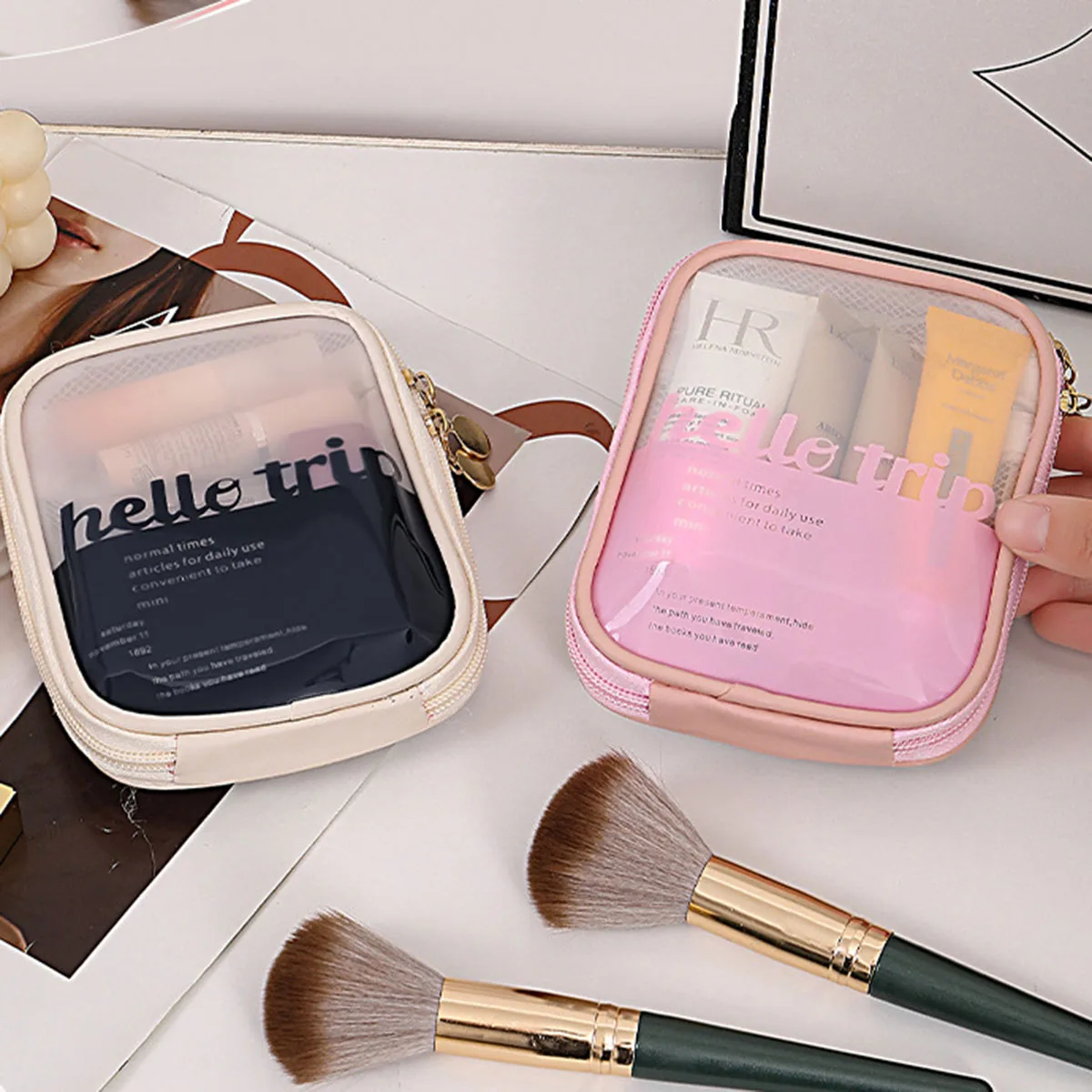 Beauty Makeup Quotes - Прозрачный портативный косметический чехол-органайзер для помады,